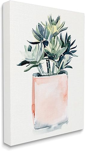 Stupell Industries Planta suculenta en maceta suave para interiores de casa, diseñada por Jennifer Paxton Parker, arte de pared en lienzo, 16 x 20