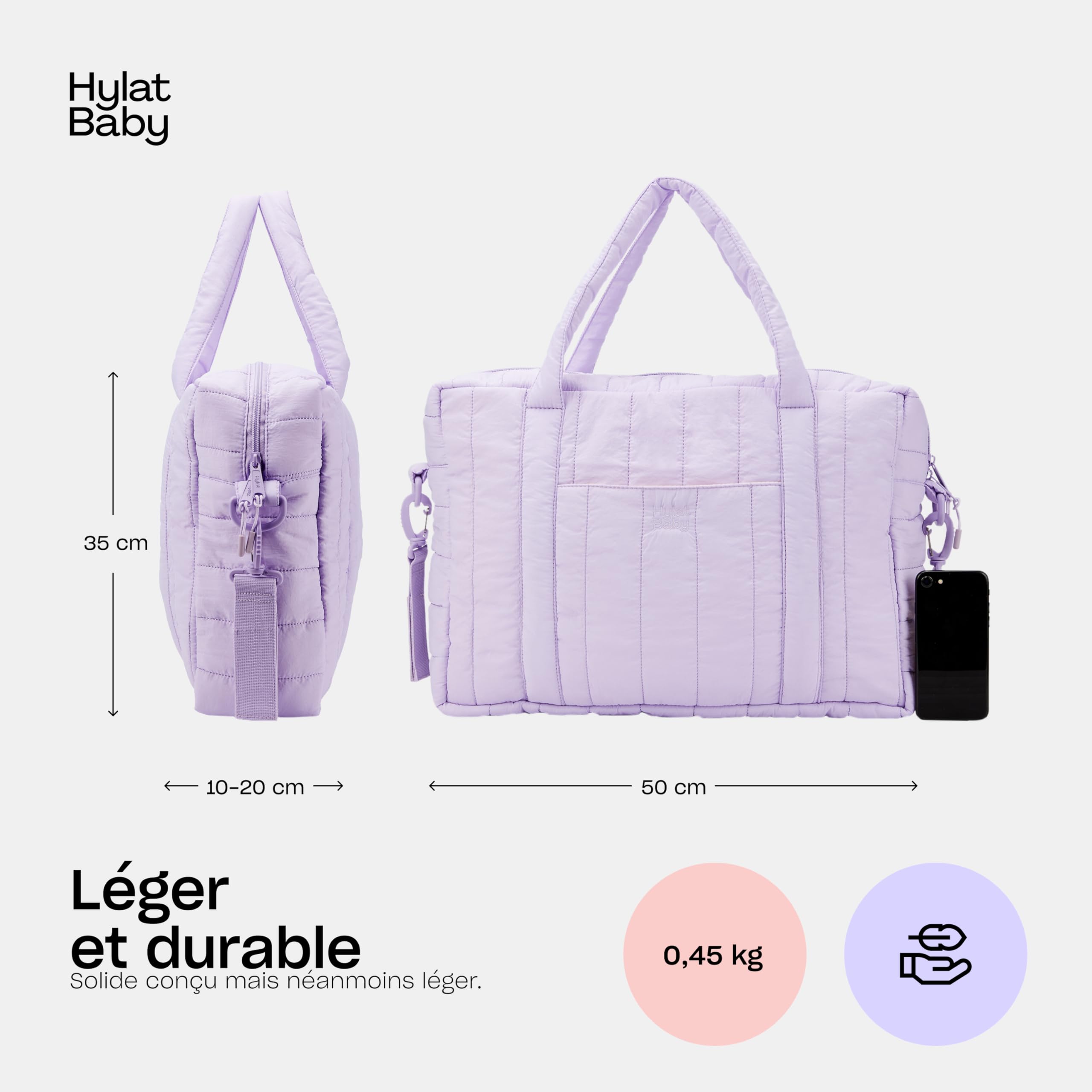 Hylat Baby Sac à Langer – Sac Pratique et Léger pour Mamans Actives avec Grand Compartiment, Bandoulière Amovible & Poches de Rangement – Idéal pour Voyage & Déplacements