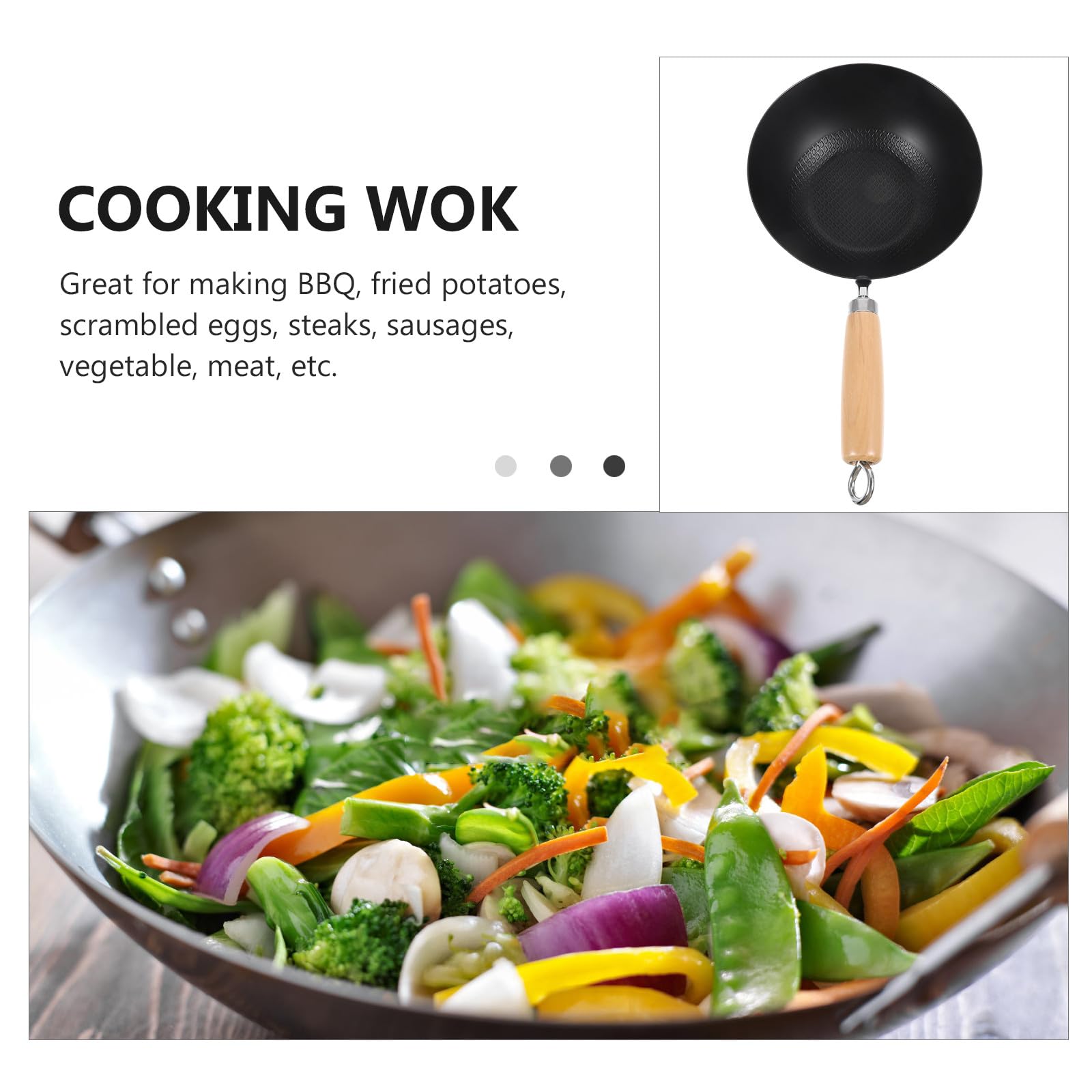 Wok Giapponese in Ferro Battuto Nero Mini per Persona
