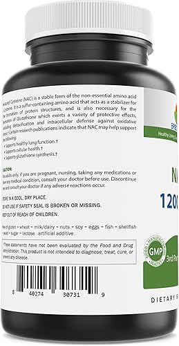 Miniatura 3 de Brieofood Suplemento NAC N-acetil cisteína 1200 mg por porción 250 cápsulas - Suplemento de apoyo inmunológico