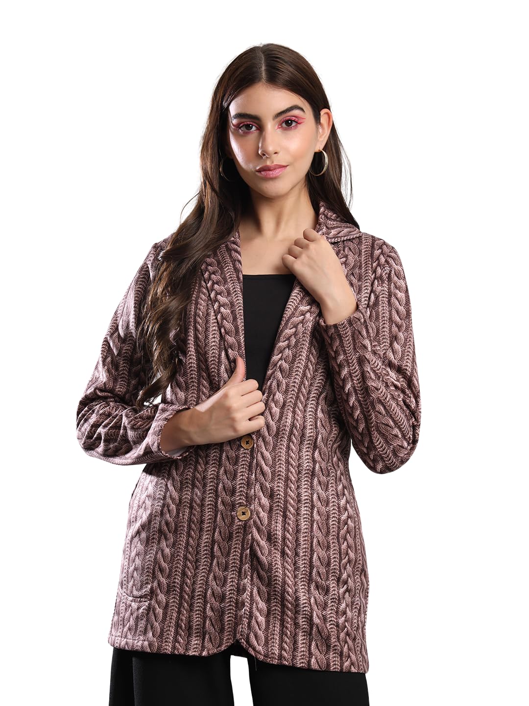 tandul Women's Women Coat - Multicolor Polyester Full Sleeve Women Coat Single Breasted Printed Women Coat (7291)-picture-35