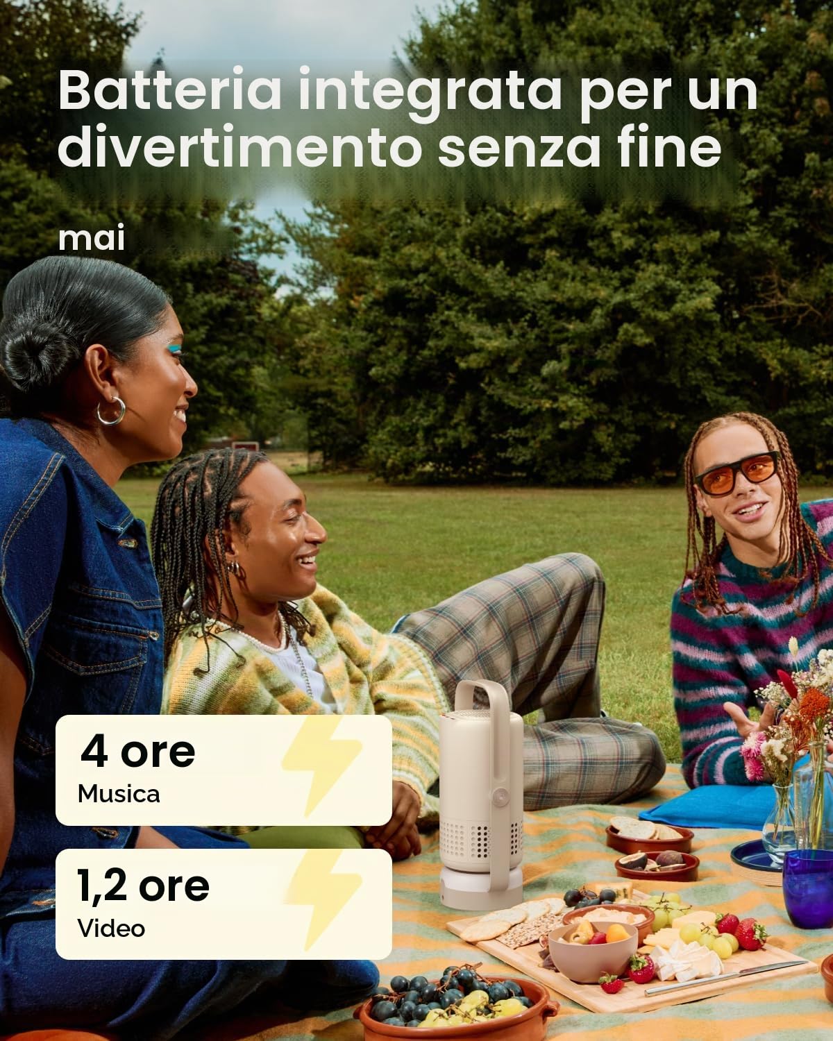 XGIMI Vibe One Proiettore Smart Mini Portatile1080P, GTV con Netflix con Licenza, Batteria Integrata, Messa a fuoco Automatica Correzione Trapezoidale Automatica, Proiettore Per la Casa(Grigio Nuvola)