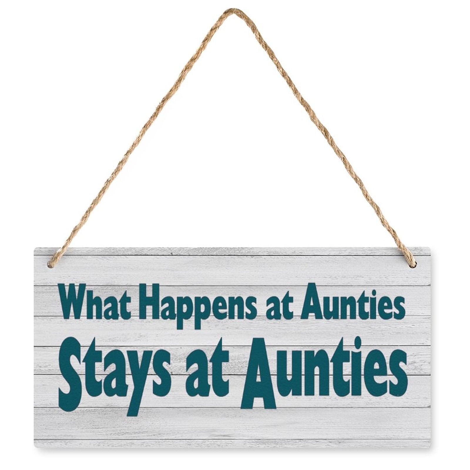Auntie Humor Wood Sign - What Happens at Aunties Stays at Aunties | Funny Hanging Art for Farmhouse Kitchen/Cafe | Ideal for Aunties & Family Gatherings | 12X6 Inch