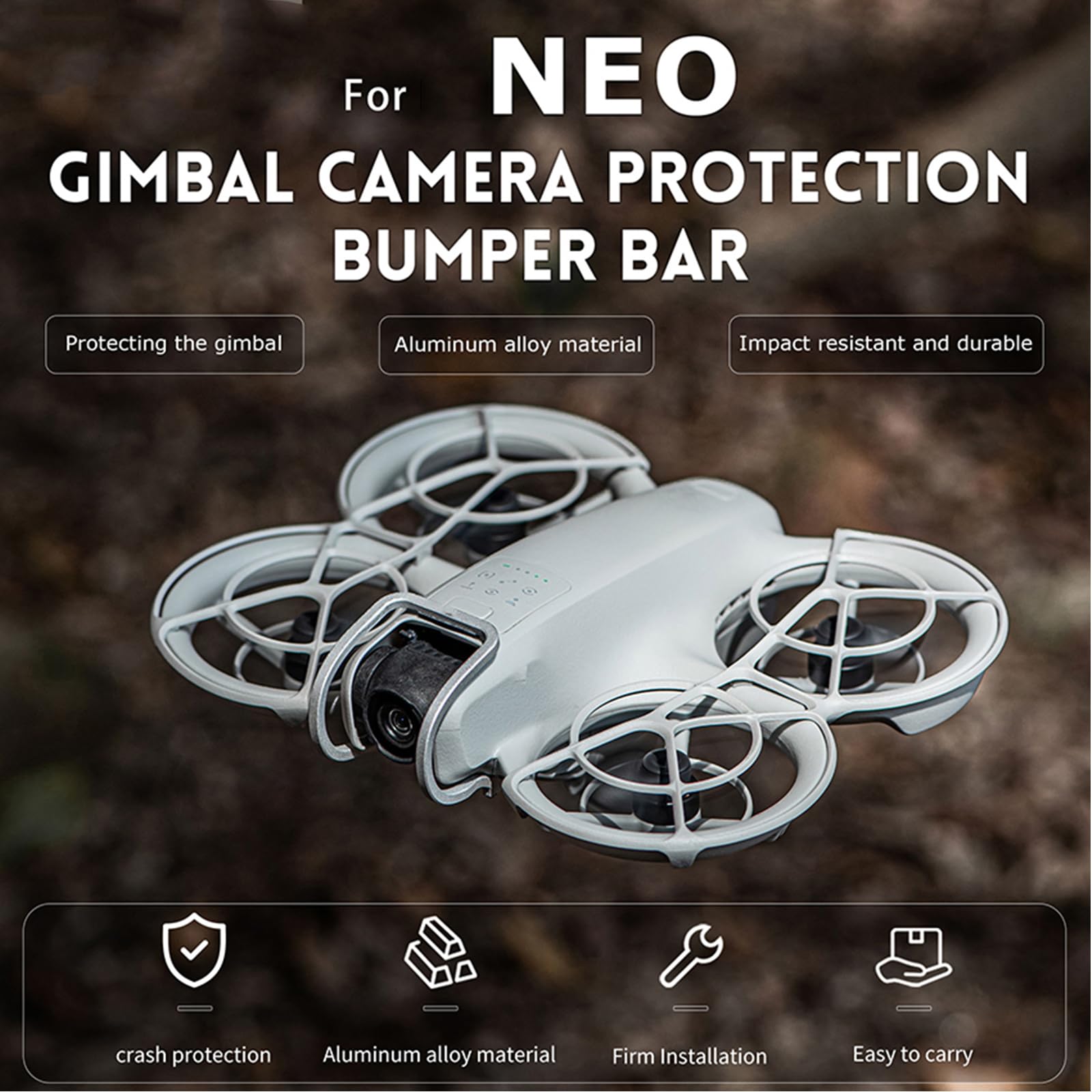 Gimbal Bumper Guard Para DJI Neo - Protector Anticolisión Para Cámara, Accesorio Para DJI Neo Fly Combo, Barra De Protección Gris, Ligero Y Fácil De Instalar