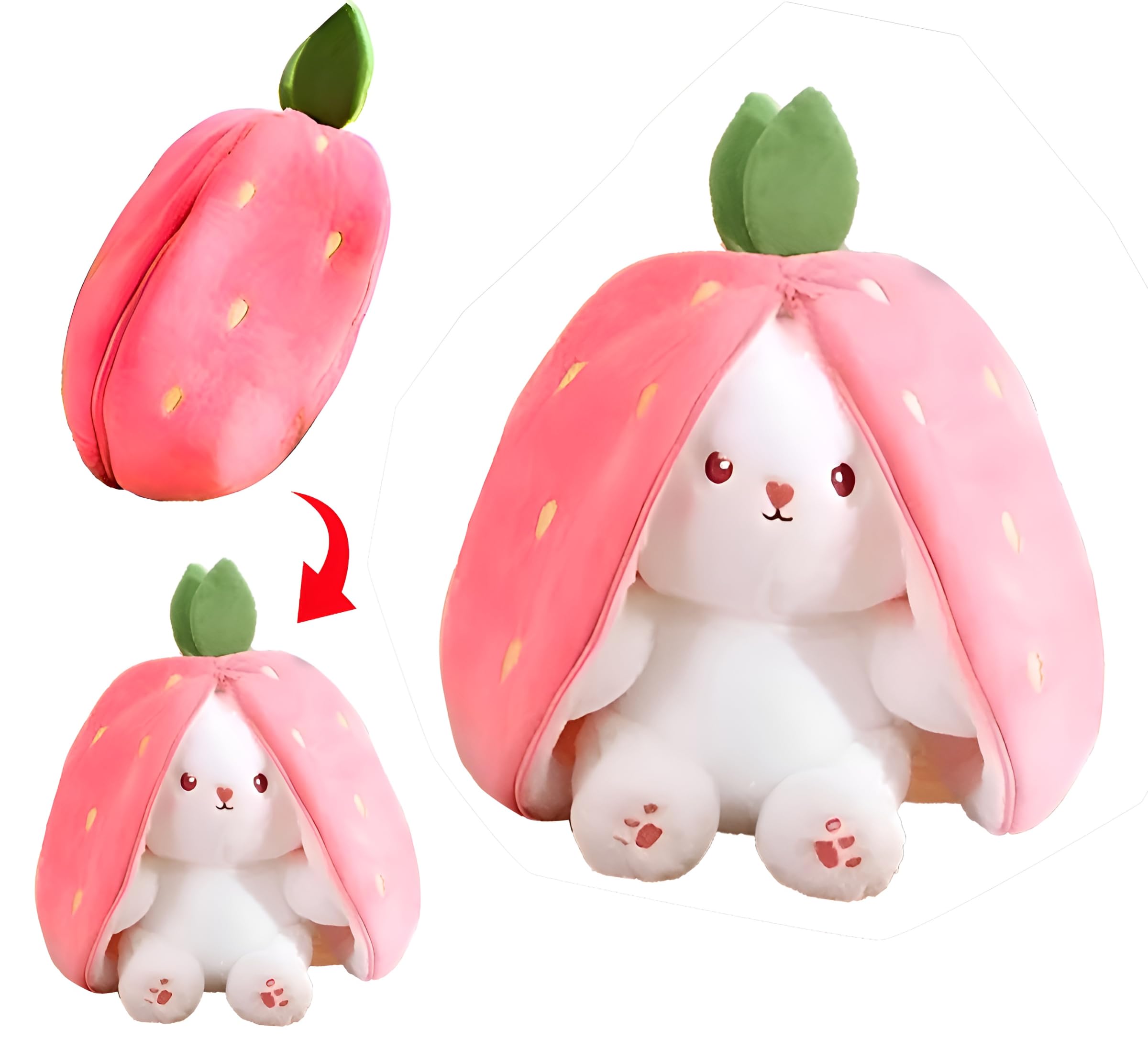 The Future Reversible Carrot Strawberry Bunny Plush Toy - Cute & Versatile Stuffed Animal with Zipper - Soft Rabbit Toy, Pillow & Decorative Gift for Kids and Adults (B0CRKCJ6JG) Amazon Price History, Amazon Price Tracker