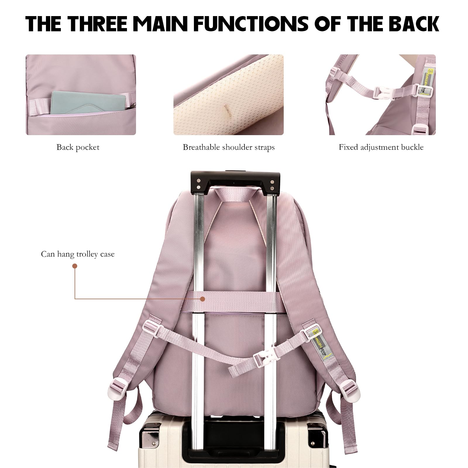 Myhozee Rucksack Teenager mädchen Schulranzen Jungen Schulrucksack Schultasche Sporttasche Daypack für Schule Ranzen mit Viele Fächer Laptopfach Lila Nylon(40L)