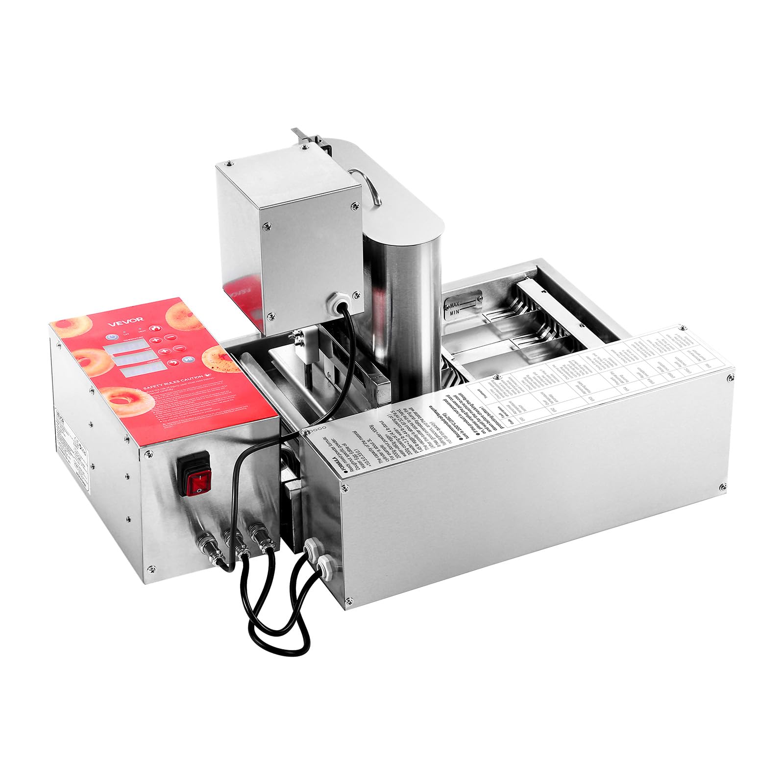 VEVOR Macchina Automatica per Ciambelle, Attrezzatura Commerciale per Ciambelle a 4 File, Macchina in Acciaio Inox Intelligente per Ciambelle Elettrica ad Alta Potenza da 240 Pezzi Ogni Ora