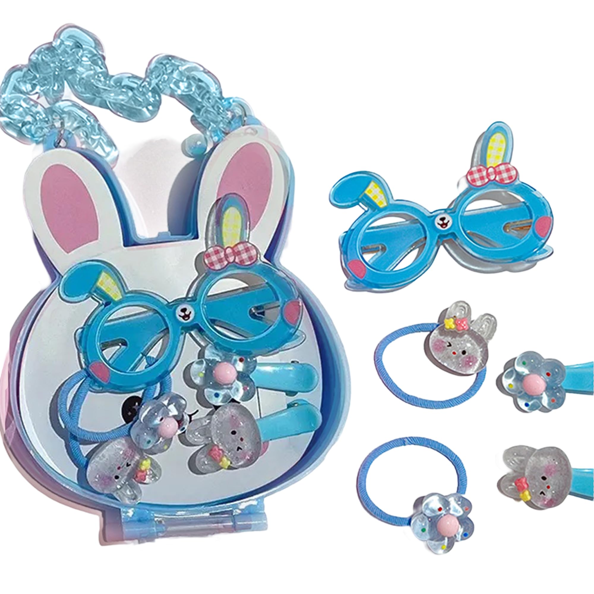 Babymoon Girl Baby Gift Box Set of 6 | Sunglasses | Baby Girl Hair Accessories | Hair Clips | Rubber Band | Sunglasses | Blue-image-49