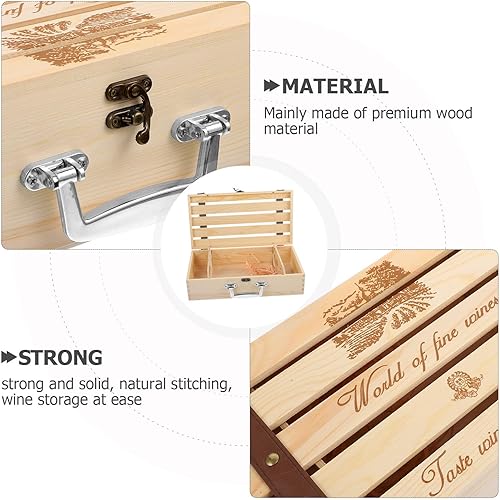 Miniatura 6 de DECHOUS Caja de vino, cajas de regalo de vino con doble botella de madera retro, cajas de vino para amantes del vino, cajas de vino, caja de madera