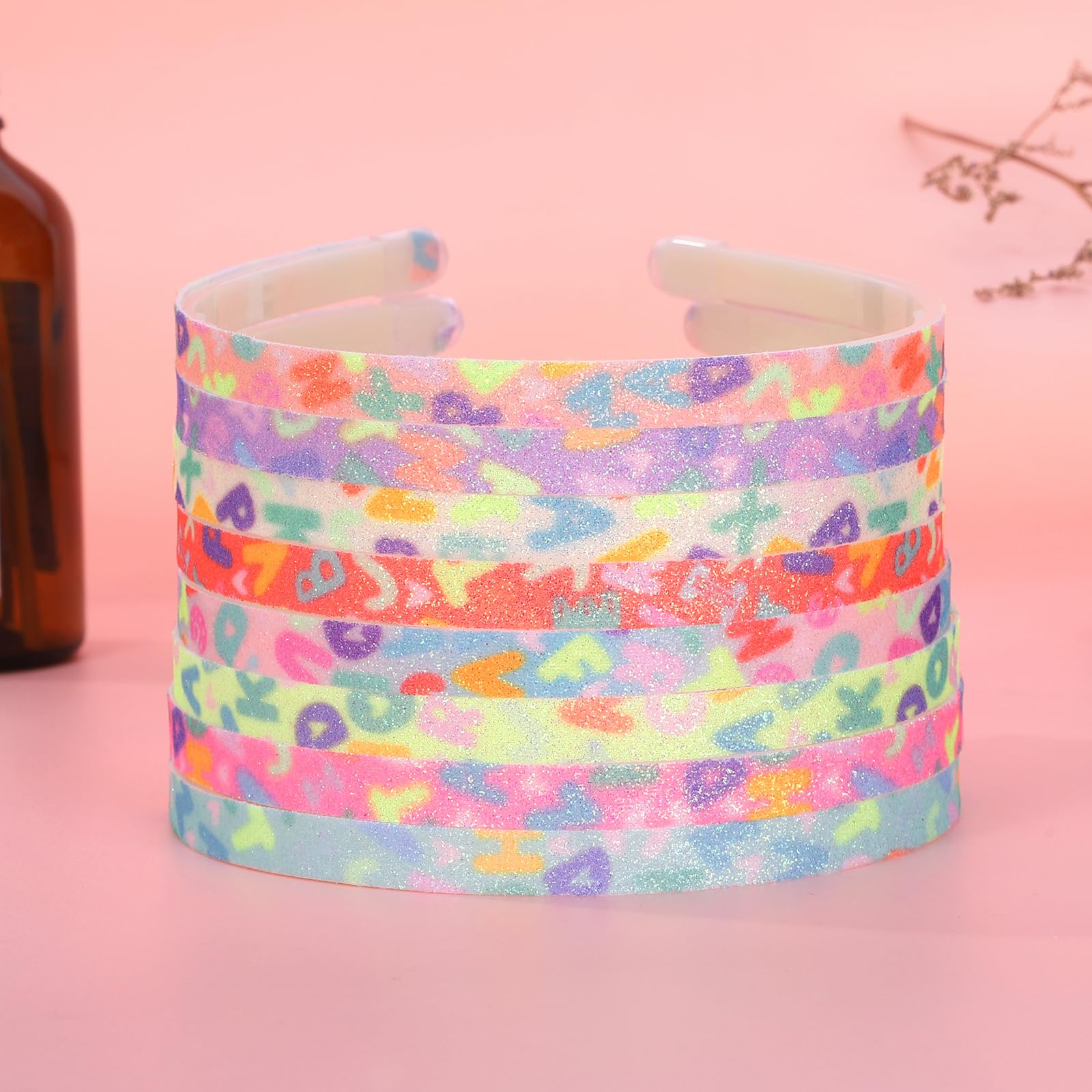 Candygirl Rainbow Headbands Glitter Headband for Girls Kids,Sparkly Hairbands with Teeth Cute Non-slip Bling Thick Headband,Sequins Headbands Glitter Hair Accessories for Little Girls(Letter) - Image 4