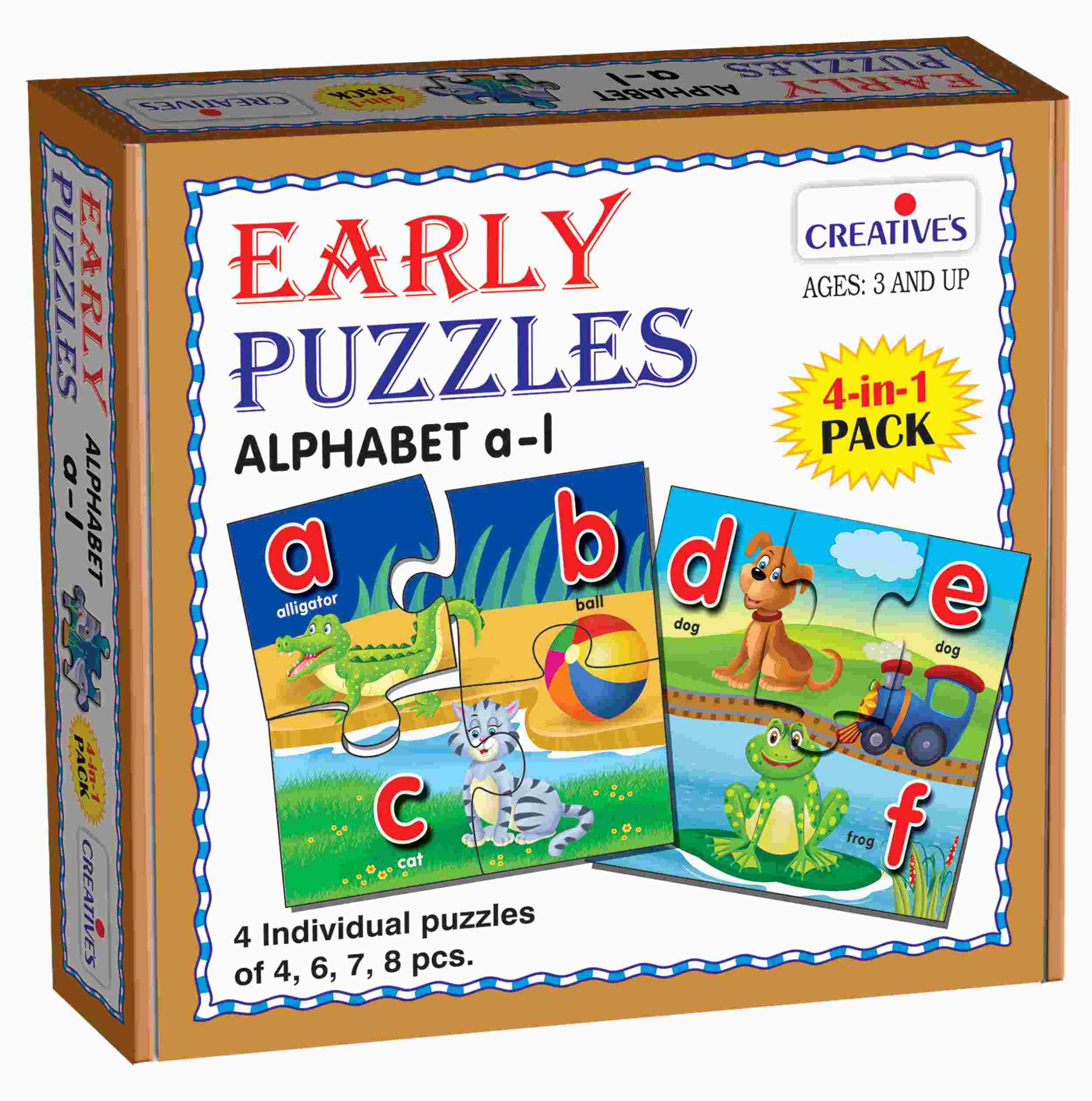 Creative's Early Puzzles Alphabet A-L | Learning & Educational Puzzles for kids | Alphabet Puzzles | Picture Puzzles | Hand-Eye coordination for kids | Ages 3 & Up