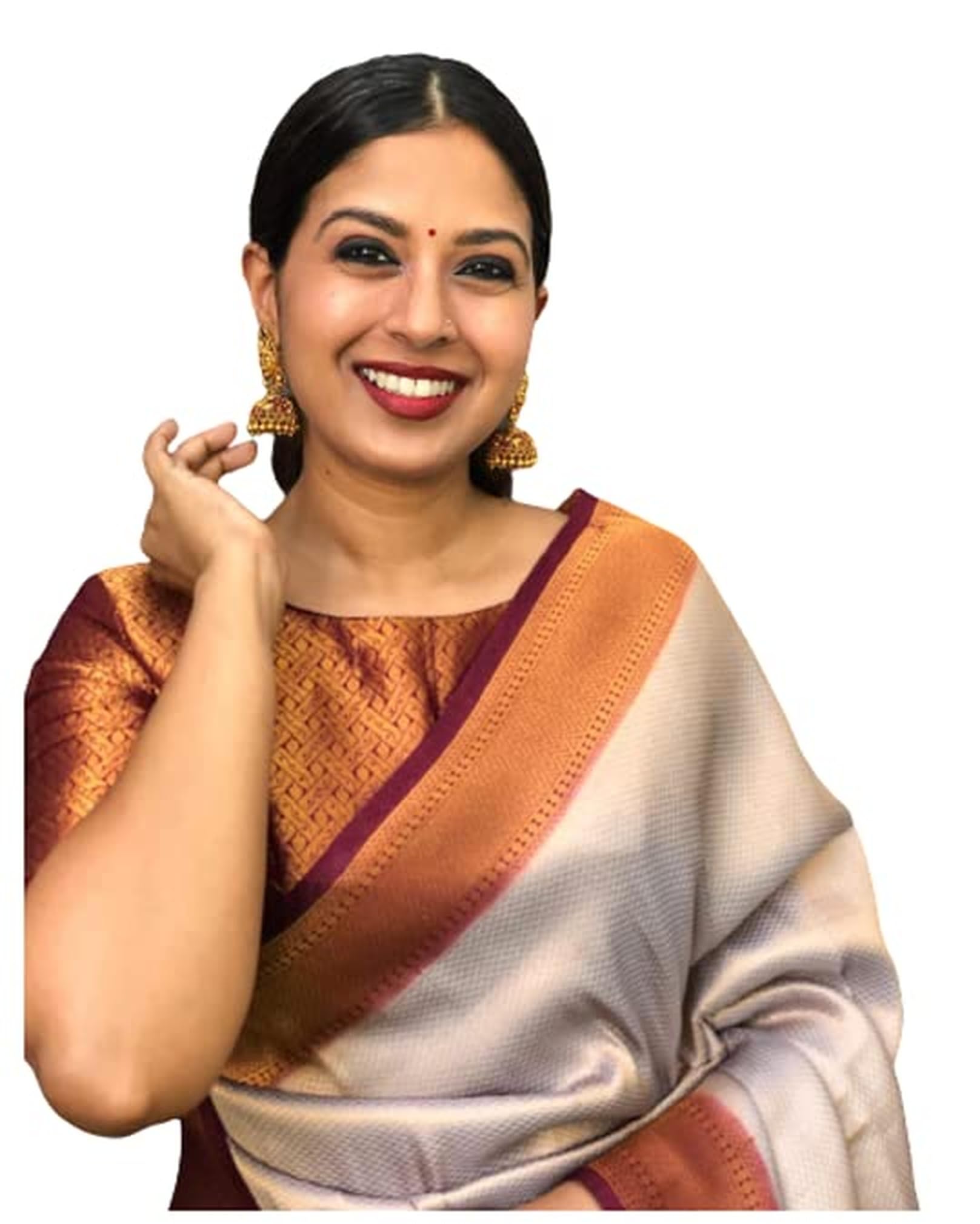 Women's Kanjivaram IndianTraditional Art Lichi Silk Saree With Attach Unstitched Blouse Piece