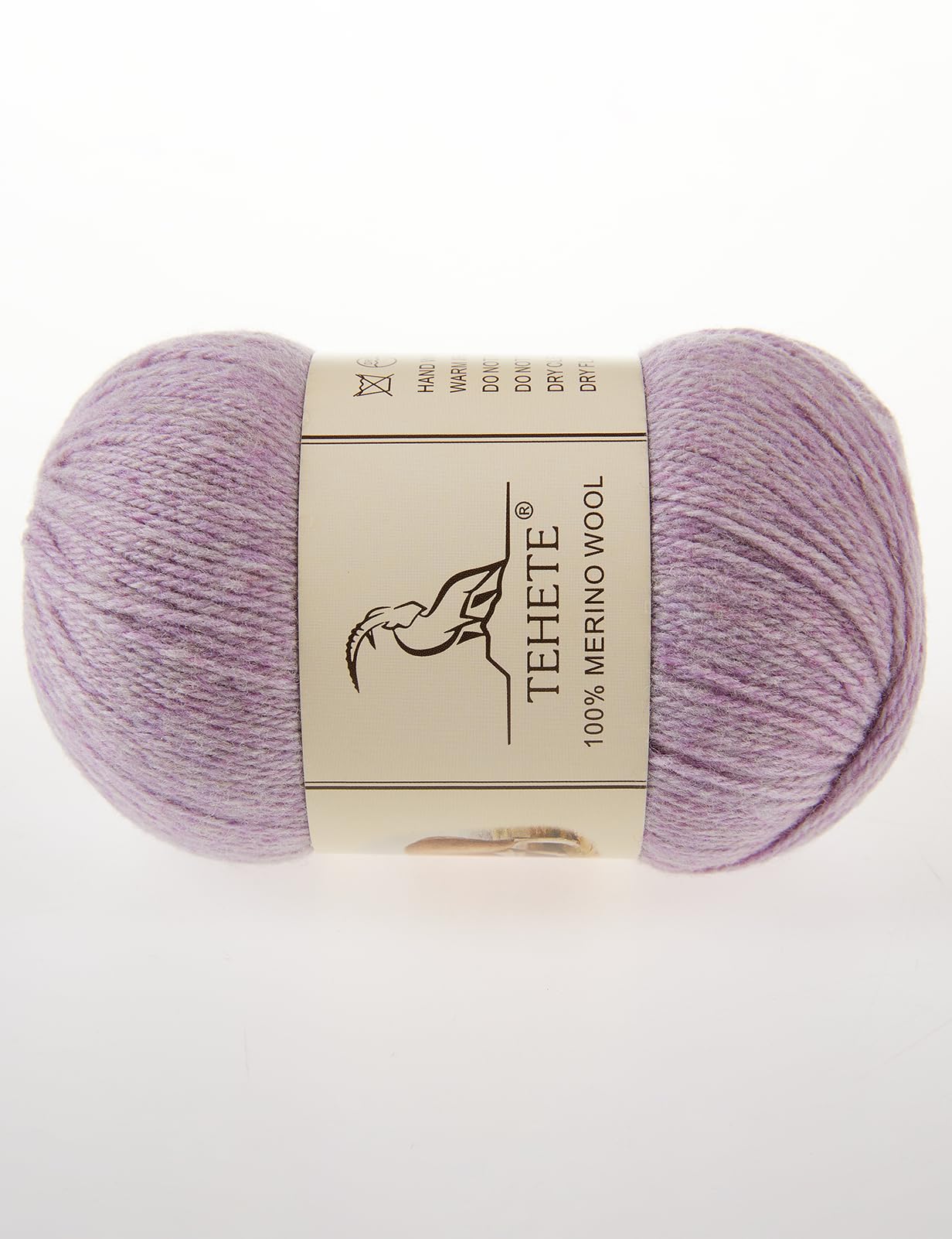 TEHETE 100% Merino Wool Yarn for Knitting 3-Ply Luxury Warm Soft Lightweight Crochet Yarn(Light Purple,3Balsl)