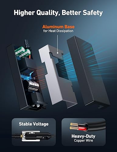 Miniatura 3 de AstroAI Convertidor de CA a CC, convertidor de 6A72W110V a 12V, enchufe para encendedor de cigarrillos de automóvil, adaptador de fuente de