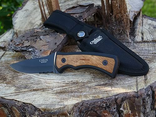 Miniatura 5 de Camillus Mountaineer Carbonitride - Cuchillo de hoja fija de titanio con mango de madera de Burlwood, hoja de 4 pulgadas