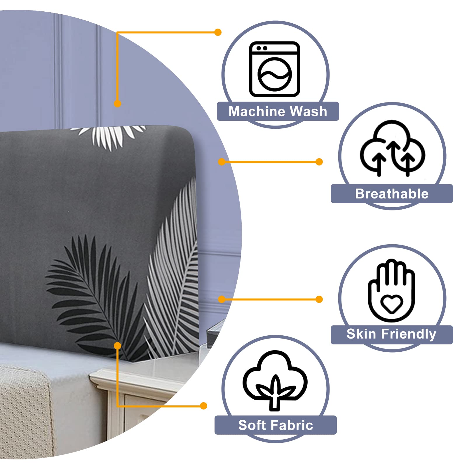 Copertura Elastica Per Testiera Letto - Fodera In Spandex Morbida, Singolo/Matrimoniale, Design Geometrico - Foto 10