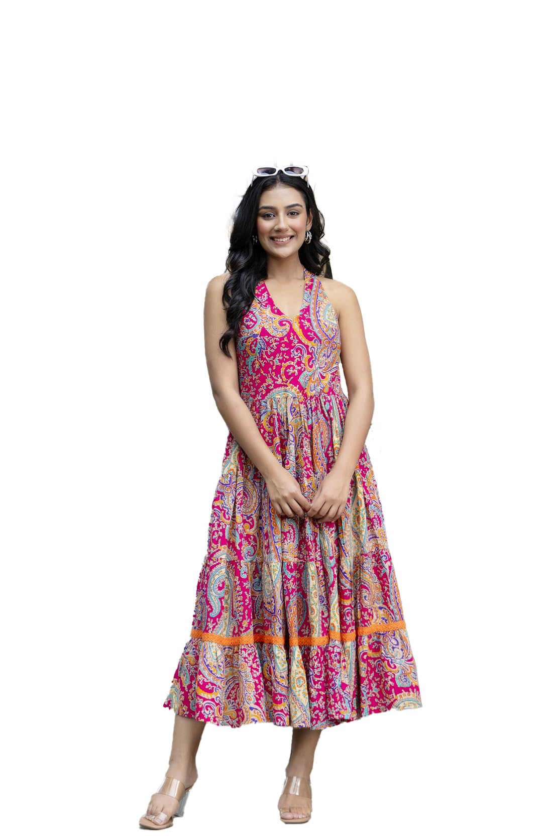 gehu garments Women’s Sleeveless Boho Midi Dress – V-Neck Ethnic Paisley Print A-Line Dress for Casual wear-picture-44