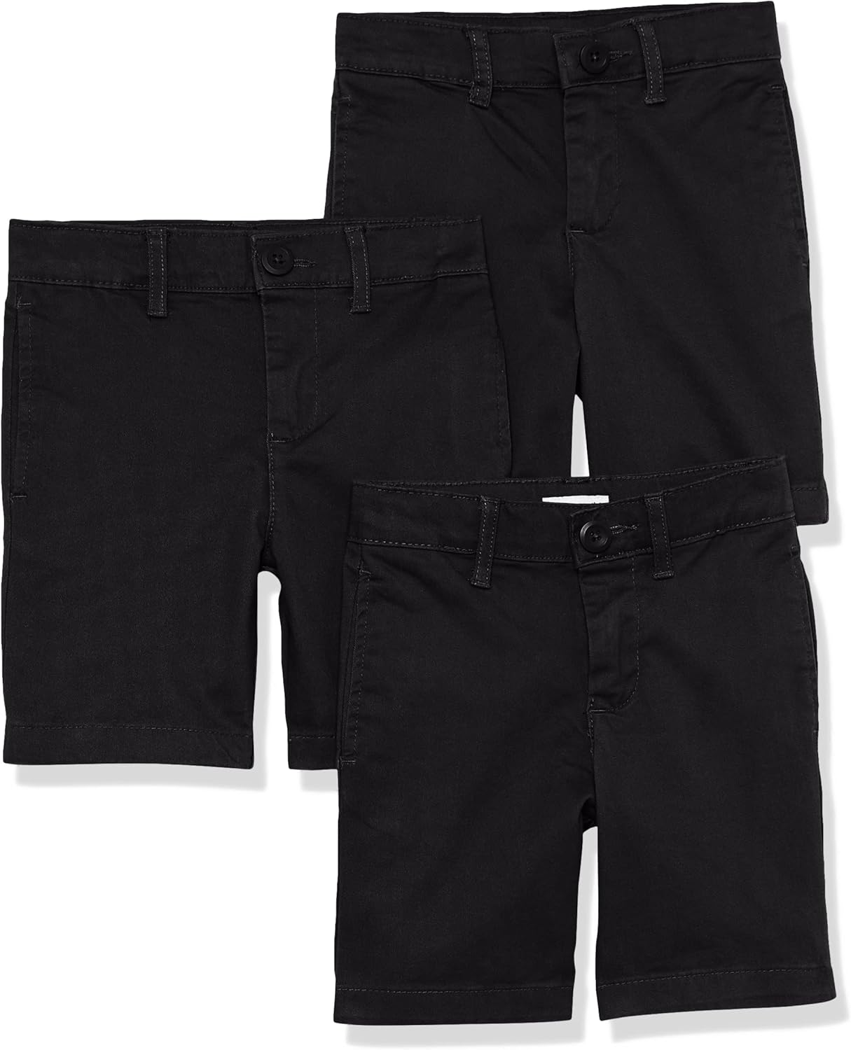 Amazon Essentials Boys and Toddlers' Uniform Woven Flat-Front Shorts (Wrinkle Resistant), Pack of 3 3 Black 8