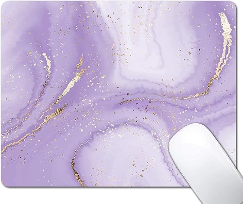 Alfombrilla de mouse de mármol con salpicaduras doradas, alfombrilla de mouse de mármol con textura morada para diseño, base de goma antideslizante,