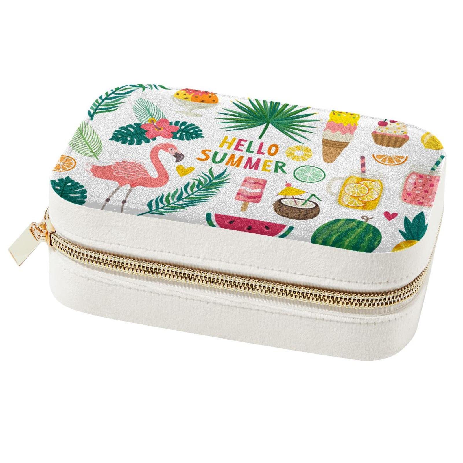 Boîte à bijoux de voyage portable rose avec miroir pour bagage cabine