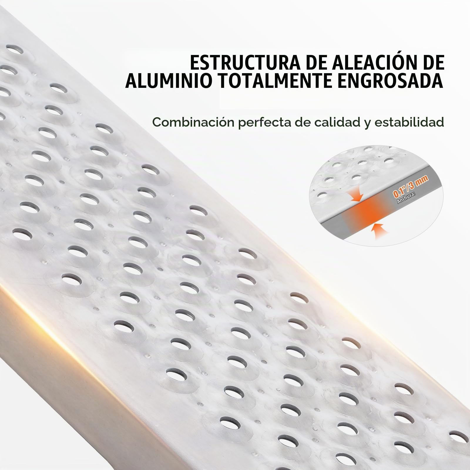 VEVOR Rampa de Carga de Aluminio 2 Piezas 2160 x 1375 mm Rampa de Acceso Capacidad de Carga de 399,2 kg Ligera y Portátil para Motocicleta Todoterreno, Remolque, ATV, UTV, Tractor, Cortacésped
