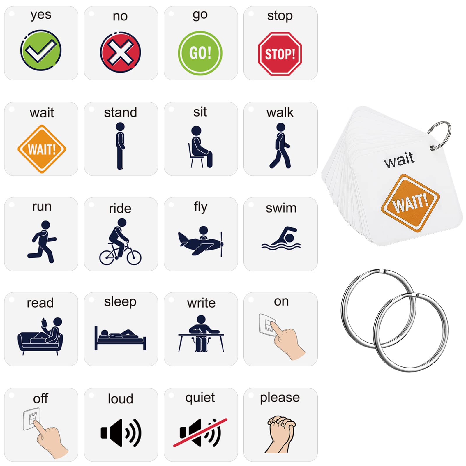 Buy 20 Pieces PVC ASD Flash Cards Therapy Language Flash Cards