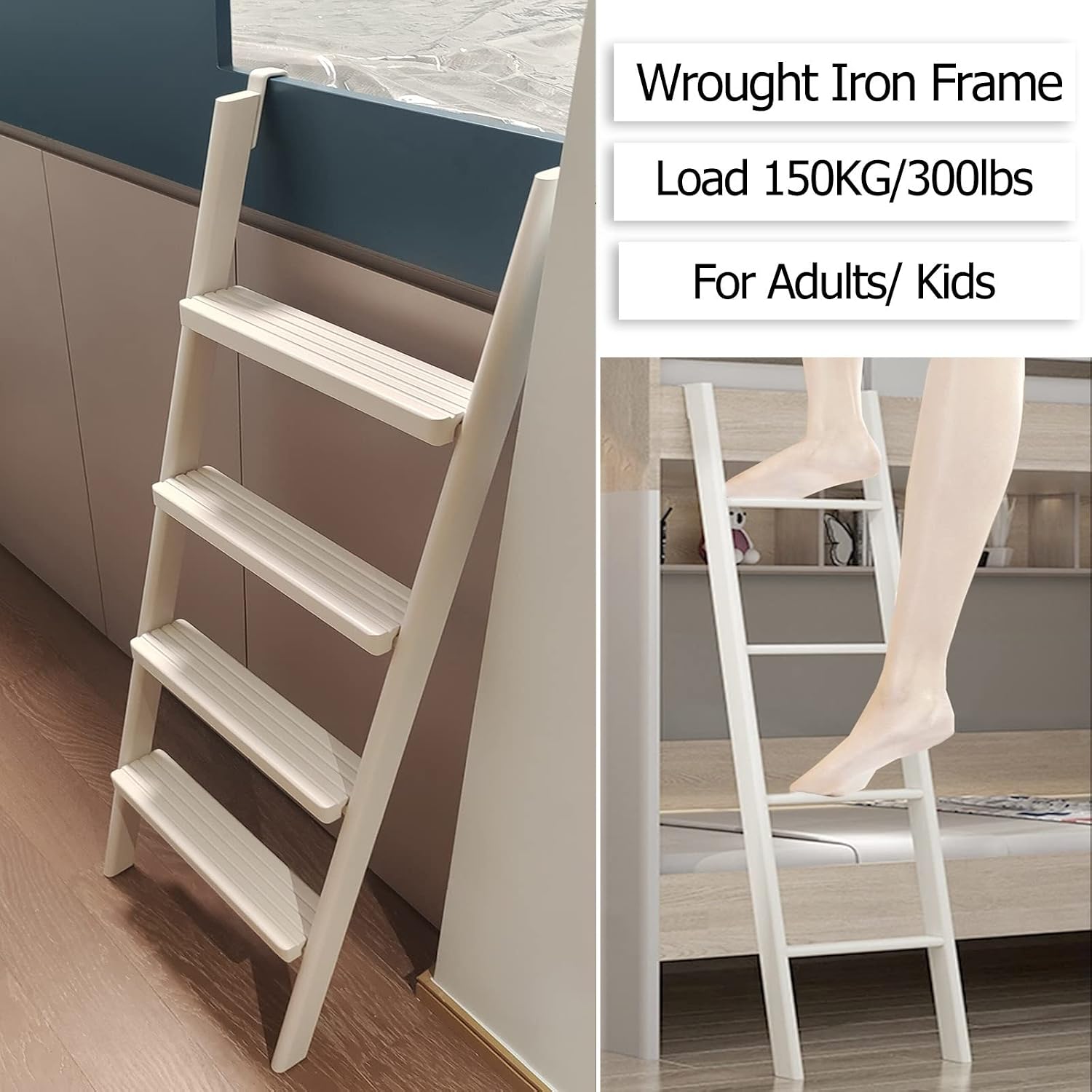 Kids Metal Bunk Bed Ladder Safe Climbing Solution for Bedrooms Dorms & RVs Durable Sturdy Design for Easy Access & Enhanced Safety