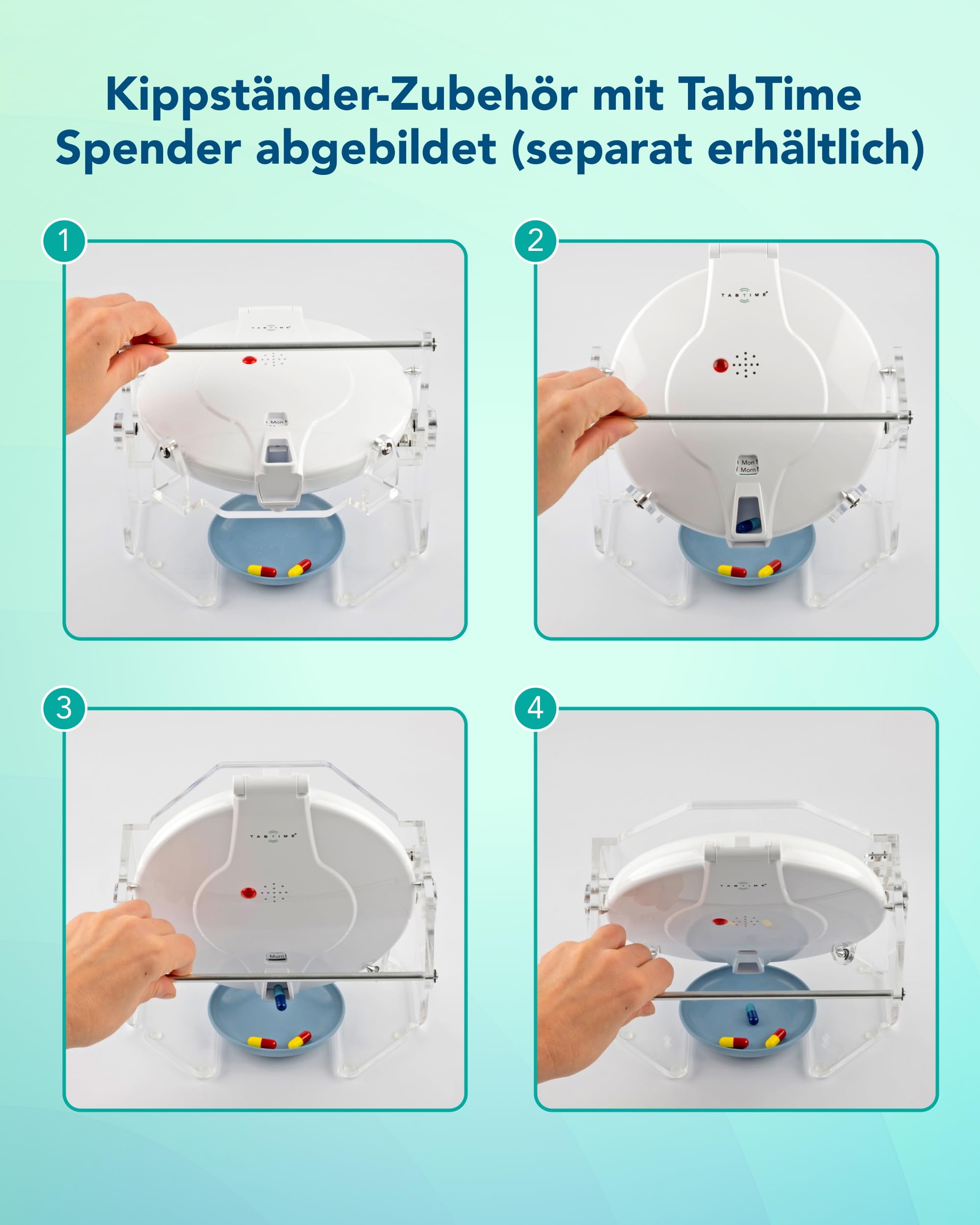 TabTime Kipper für den automatischen Tablettenspender – erleichtert die Dosierung Ihrer Medikamente – Tablettenspender separat erhältlich (Blau)