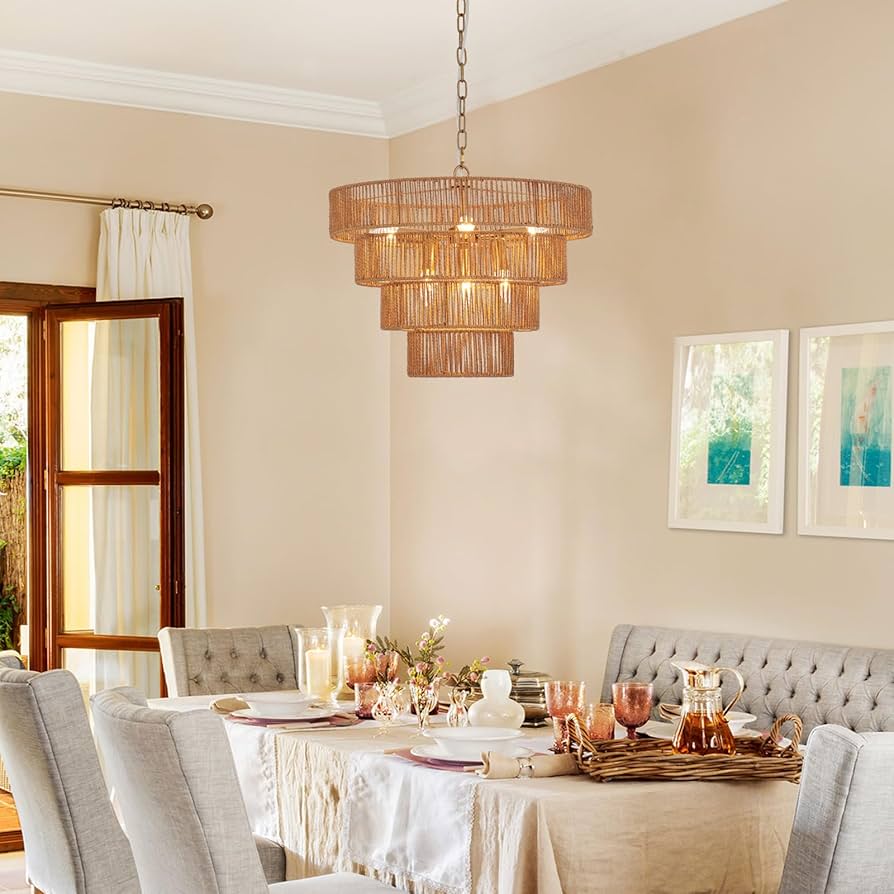 FINE DESIGN ARCHITECTURE 全6巻セット YOMECOO Boho Rattan Chandelier Farmhouse 6-Lights Hand-Woven