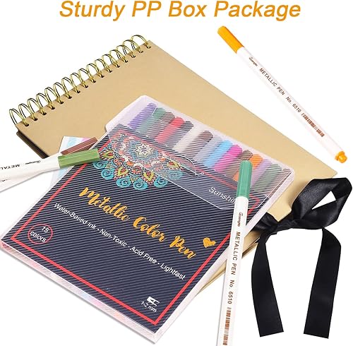 Miniatura 6 de Sunshilor Metallic Markers Fine Point Metallic Marker Pens for Black Paper, Art Rock Painting, Easter Egg, Halloween Pumpkin, Card Making, Metal,