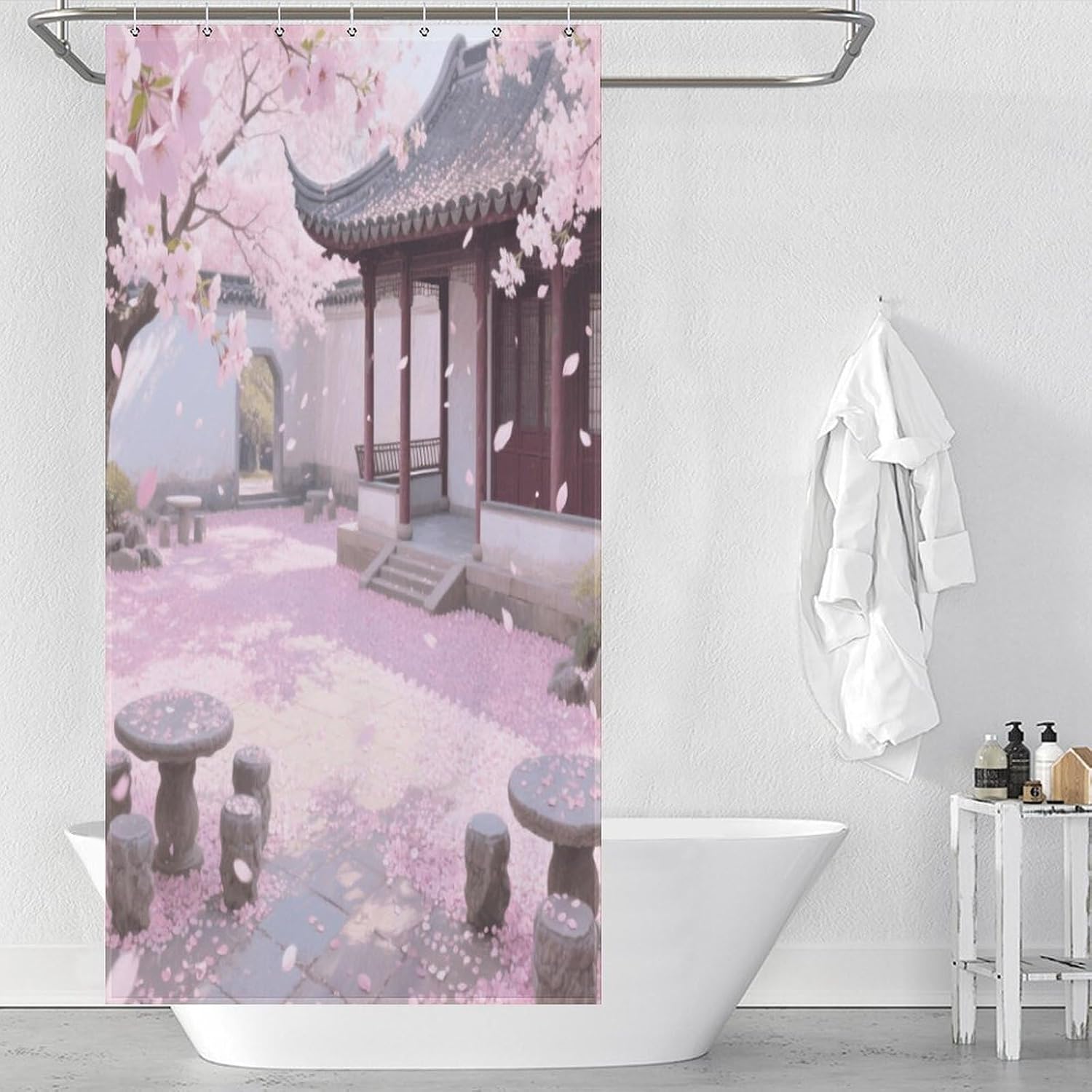 Shower Curtains Fabric Shower Curtain Liner Liner Showers Curtain Cherry Blossom Garden Showers Curtin Opaque for Privacy Protection Water Splash Protection High Aesthetics