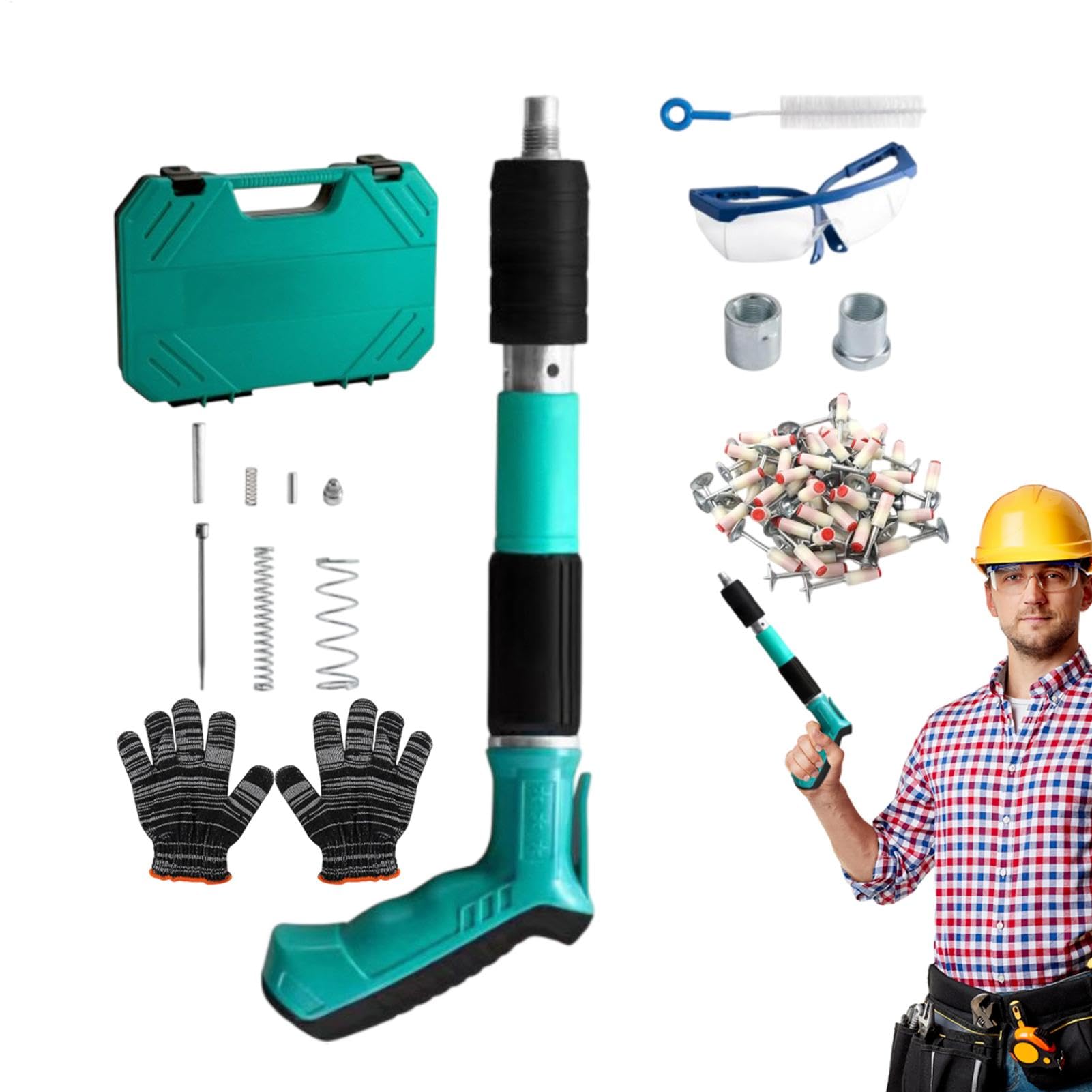 Cloueur pour garniture, cloueuse à béton portable avec clous – Kit de clouage précis et pour la construction, la rénovation de meubles