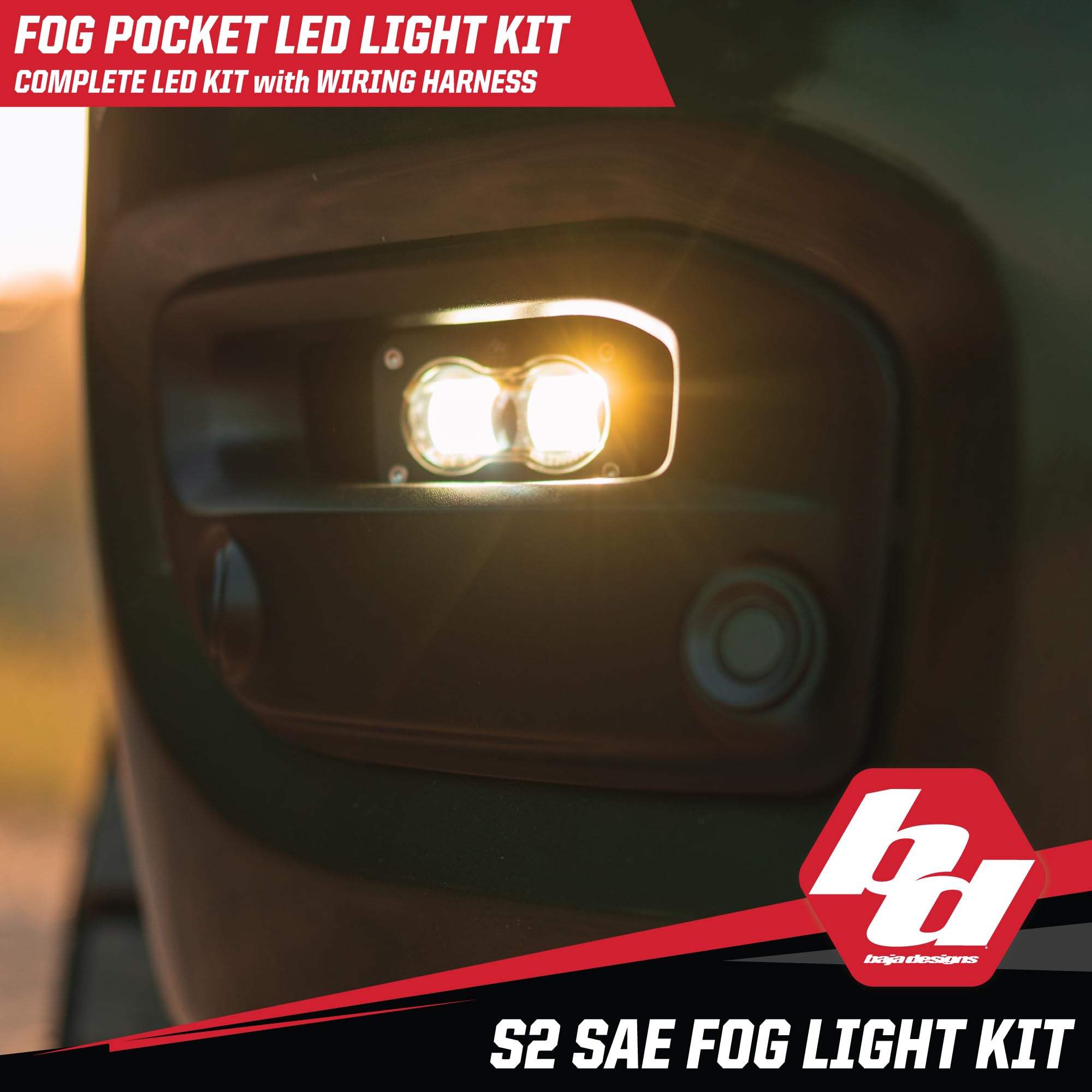 Baja Designs S2 LED SAE Fog Pocket Light Kit for Dodge Ram 2500/3500 2019+ Truck - Amber Lens