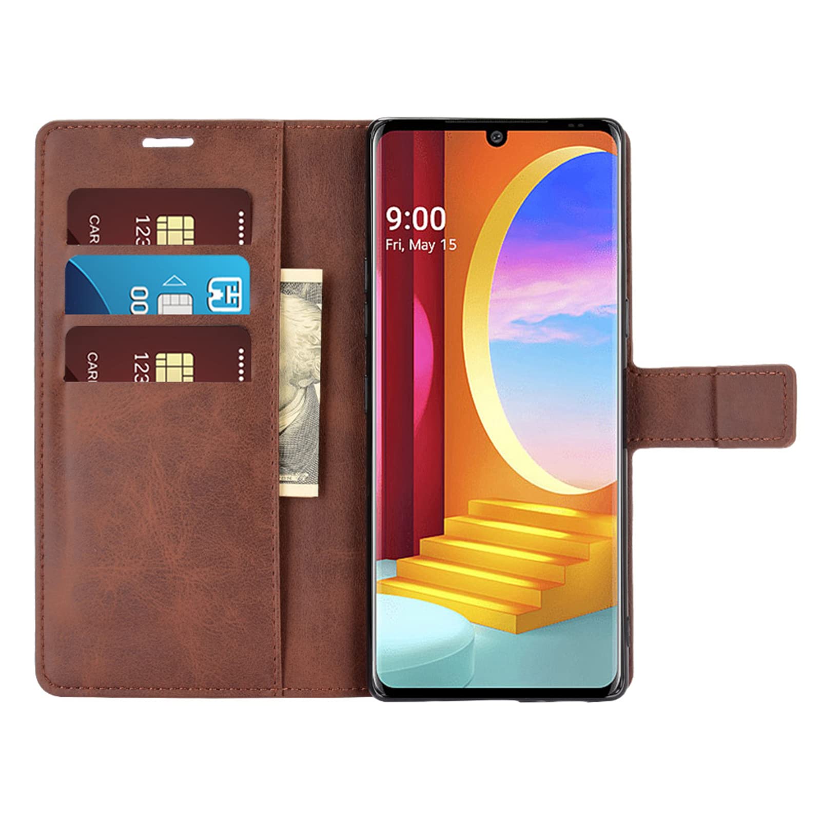 Kezaizhe Custodia per LG Velvet PU Pelle Wallet Protettivo Cellulare Flip Cover per Velvet LG Velvet 5G 4G a Portafoglio Telefono con Magnetica (Brown