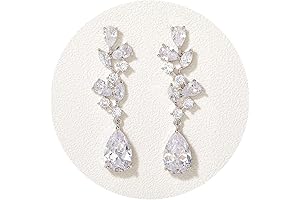 SWEEETV Bridal Wedding Earrings for Brides & Bridesmaids: Shimmering Marquise Teardrop Dangle...
