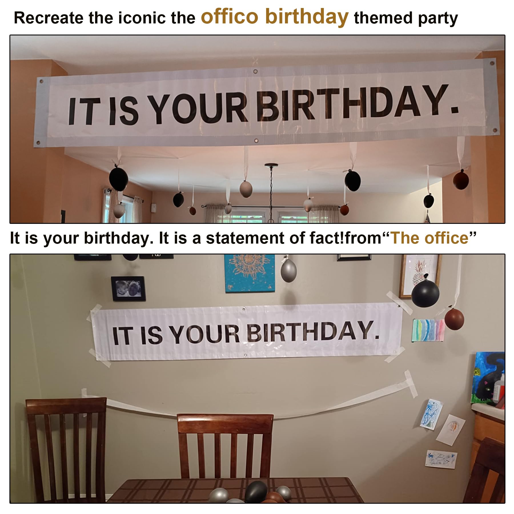"It Is Your Birthday" Banner - The Office Theme, 6ft X 1ft Vinyl With Grommets, Funny Party Decor - View #6