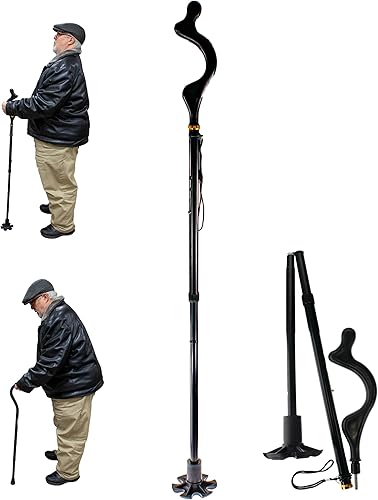 Bastón de caminar con corrección de postura para hombres y mujeres equilibrio especial bastón de bastón 10 alturas ajustables bastón plegable