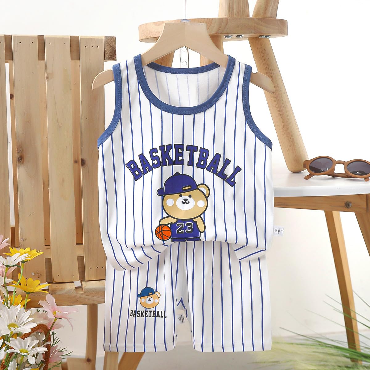 XM-Amigo 8 Piezas/4 Conjuntos Top sin Mangas y Pantalones Cortos para Niños y Bebés Varones 3 Meses-7 Años Camisetas sin Mangas Verano — view 5