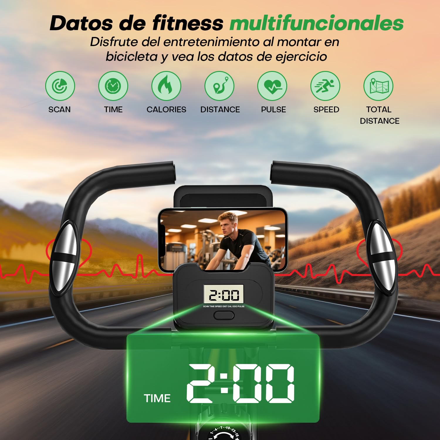 VANNECT Bicicleta Estatica Plegable con 16 Niveles de Resistencia, Monitor LCD y Medición de Pulso Manual, Soporte Plano, Ahorro de Espaci, Estática Silenciosa Magnética Bicicleta Estatica para Casa