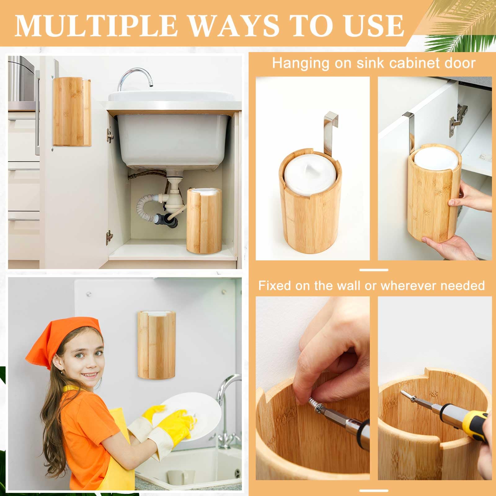SiliFine Dispensador de toallitas desinfectantes rellenables, contenedor de toallitas desinfectantes montado en la pared, organizador decorativo de bambú para cocina, baño, oficina, aula, encimera,