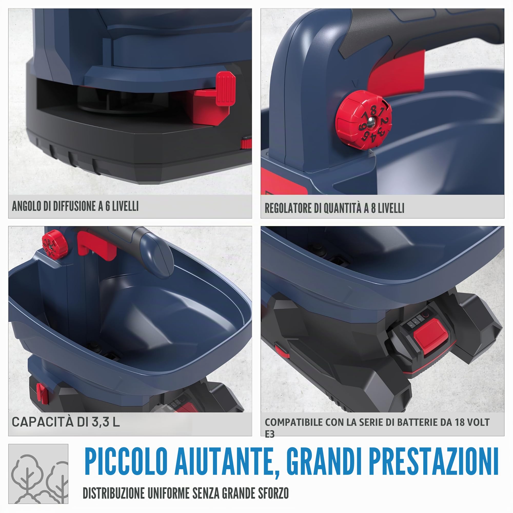 Güde Spargitore Universale a Batteria Gus 18 – 201 – 05 (18 V, Li-Ion, 5 m di Larghezza, 6 Livelli di velocità, 8 Livelli di dispersione, 6 Angoli di Diffusione, Attacco da 3,3 Litri, con Batteria da