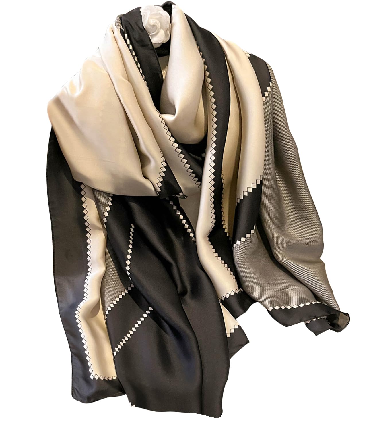 Womens 100% Large Mulberry Silk Scarf Long Satin Scarf Fashion Lightweight Wraps