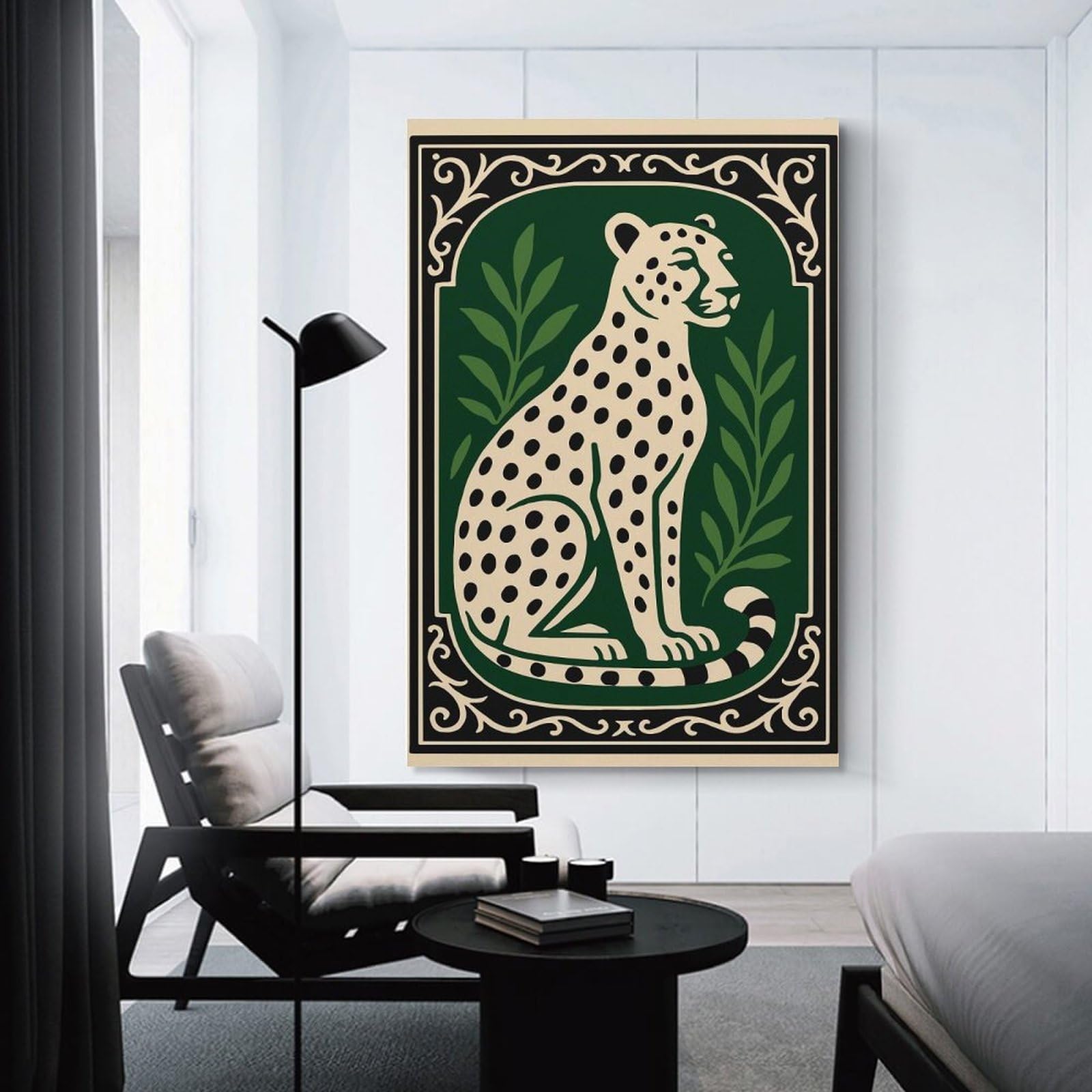 Junmoney Canvas Wall Decor Cheetah in Decorative Frame, 12x18inch(30x45cm), for Gallery Wall Layouts in Home Or Office, Home Wall Art for Statement Displays