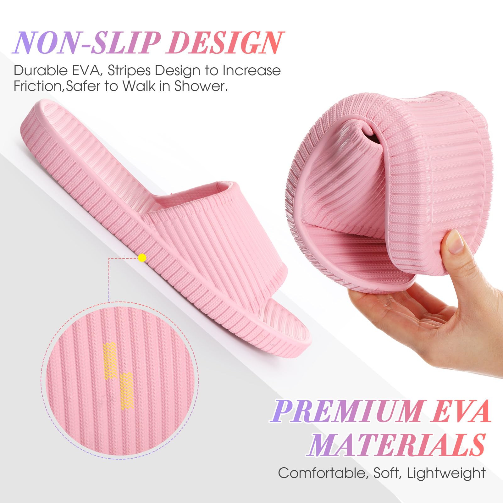 Shyyween Juego de 6 pares de zapatos de ducha 7.5-8.5 mujeres/6-7 hombres, sandalias de baño ligeras para piscina, pantuflas de casa a granel, antideslizantes, para el hogar, hotel, piscina, spa,