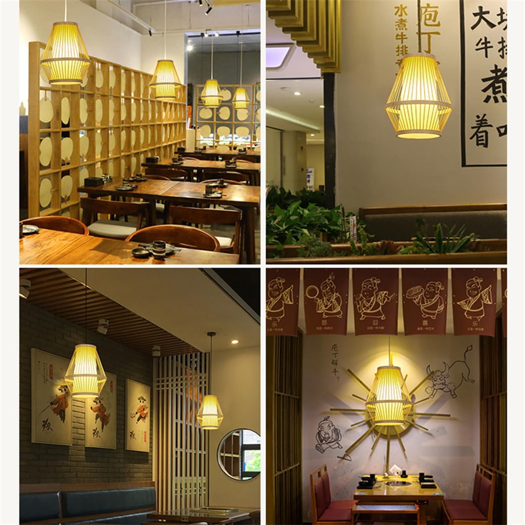 Lampa wisząca z naturalnego bambusa dwuwarstwowa lampa wisząca z drewnianą baldachimem antyczna pojedyncza lampa wisząca lampa sufitowa lampa wisząca