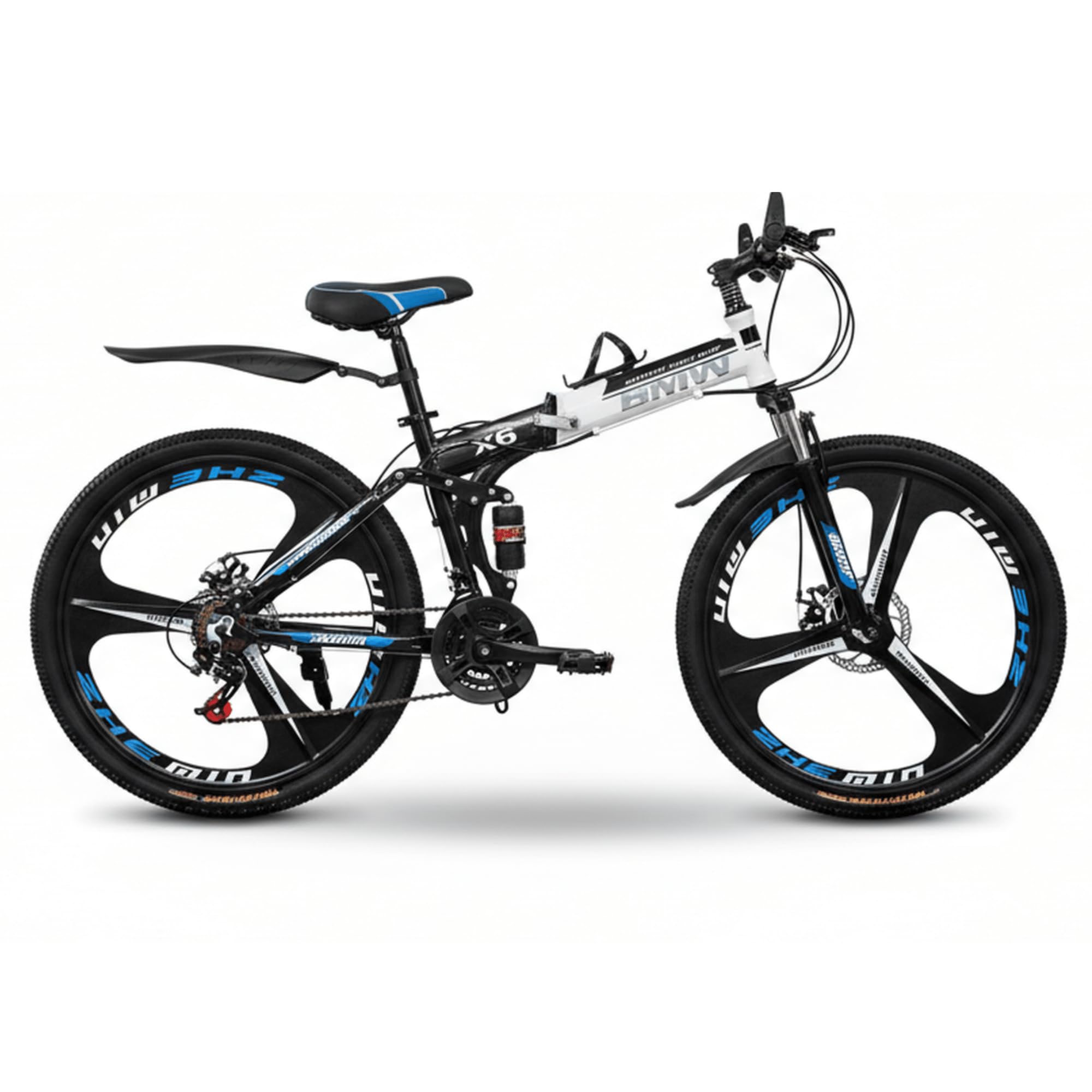 BWM Folding Gear Cycle for Adults 26 Inch 21 Speed Mountain Bike with Dual Suspension, Dual Disc Brake, Alloy Wheels, Foldable Bicycle for Boys Girls Daily Commute Fitness Ride - Black-picture-15