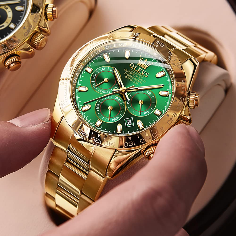 OLEVS Herrenuhren Schwarz Edelstahlarmband Quarz Uhr Männer mit Diamant Datum Wasserdicht Leuchtende Klassische Elegantes Armbanduhr Geschenk