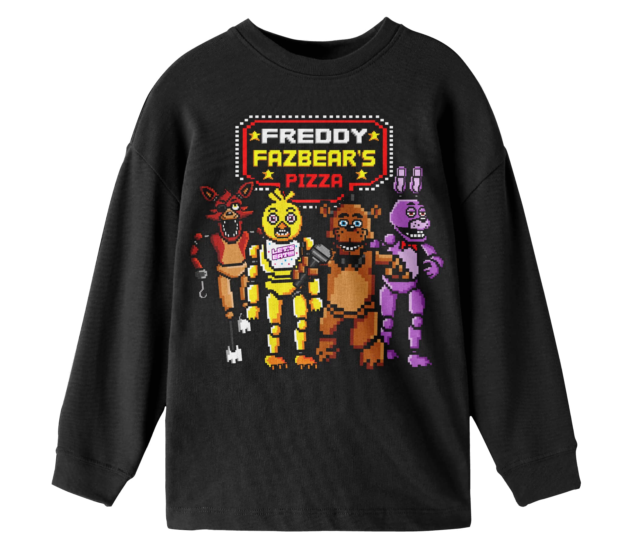 Five Nights at Freddy's Freddy Fazbear's Pizza Boy's Black Long Sleeve Shirt
