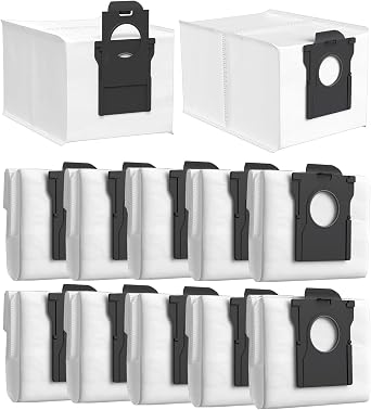 12Pack Replacement Vacuum Bags for Dreame X50 Ultra/X40 Ultra/X30 Ultra/L50 Ultra/L40 Ultra/L10s Pro Ultra Robot Vacuum Cleaner,3.2L Large Disposable Dust Bag Replacement Canister Vacuum Bag, White