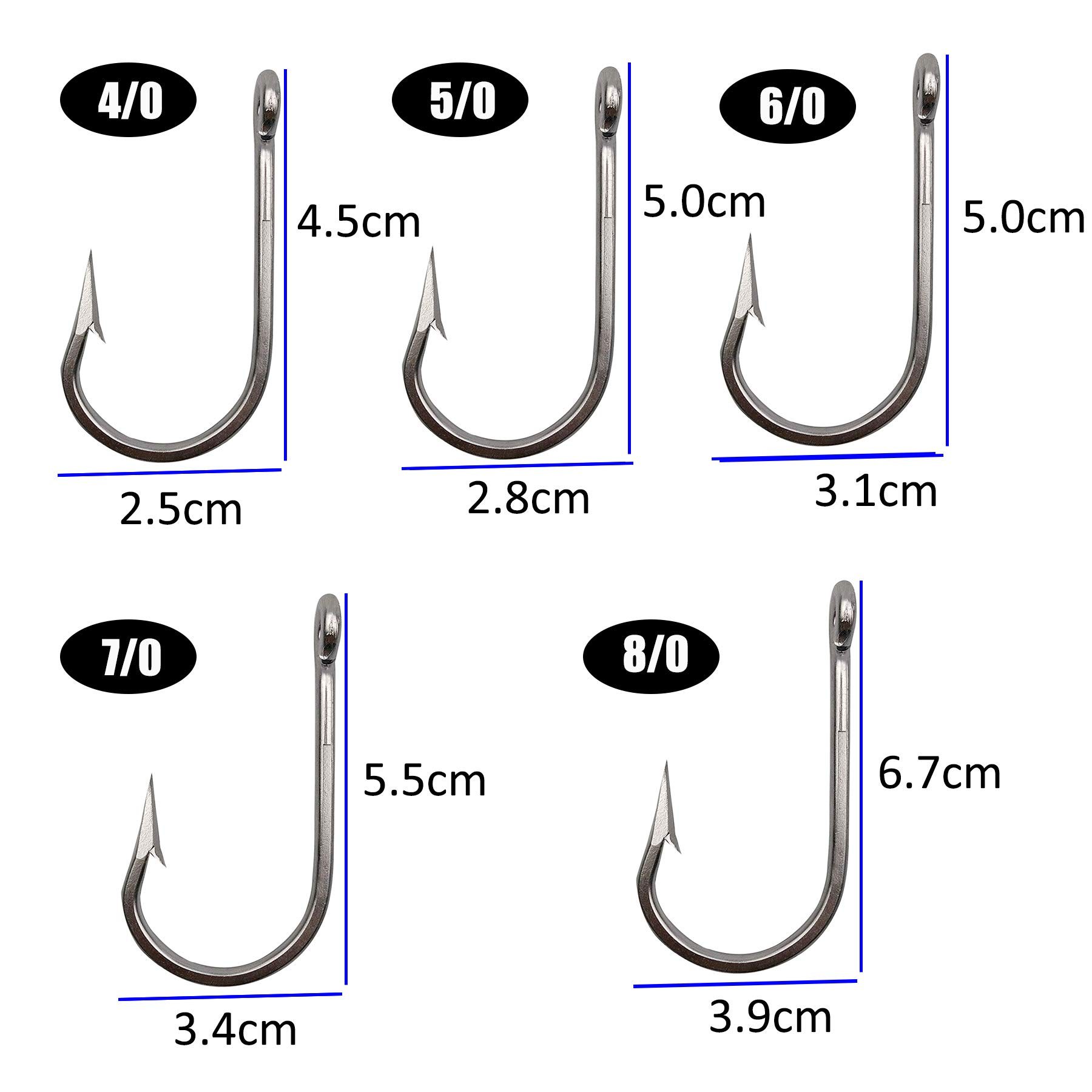 Saltwater Fishing Hooks - Stainless Steel Big Game Shark Tuna Fishing Hooks Forged Ringed Thick Hooks 7732, 10pcs/pack(7/0-10pcs) - Image 3